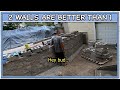 2 tier curved concrete block retaining wall
