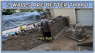 2 Tier (Curved) Concrete Block Retaining Wall