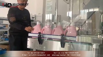 High Speed 1 gallon laundry detergent bottle sealing machine|YQ tracking two nozzles cap closing