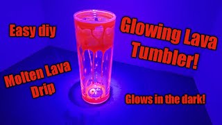 Molten Lava lamp glow in the dark tumbler. Easy diy snow globe tumbler tutorial. #lavalamptumbler
