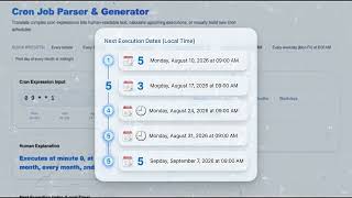 Cron Job Parser & Generator β Build, Explain & Preview Cron Schedules Free