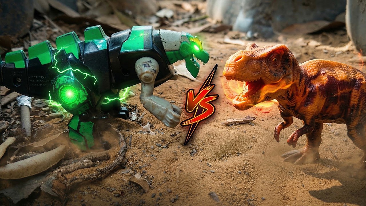 T-Rex Vs Dinobot Greenlock | Who will WIN ? | Dinosaur Vs Transformer ...