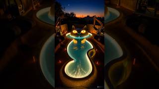 Cat Shape Swimming Pool 😺 AI Magic You Won’t Believe! #ai #cat #swimmingpool #trending #shortvideo