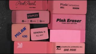 Pink Eraser Battle Royale! Review of Pink Pearl, Pink Carnation, Milan, Staples, Pen+Gear, All Art +