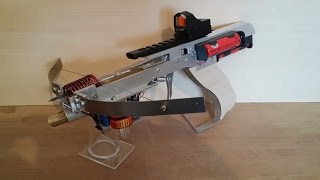 Firing glowing bolts, with a selfmade Half Life Style crossbow