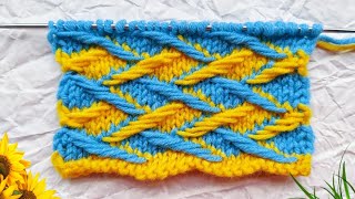 картинка: Двухцветный узор спицами – Ленивый жаккард. ПРОСТО и эффектно!