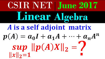 CSIR NET MATHEMATICS June 2017 | Linear Algebra | Self Adjoint Matrix, Supremum Norm