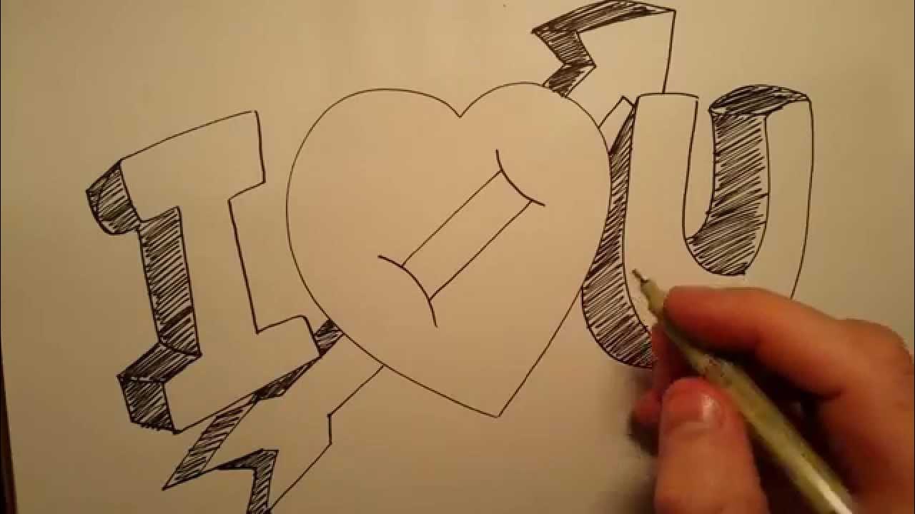 How to Draw I Love You With Heart Basic Drawing Skills Series - YouTube