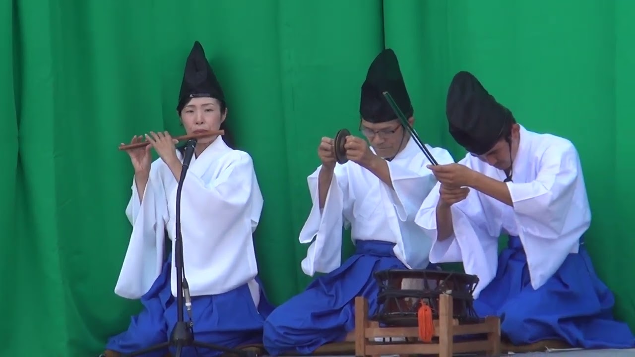 広島護国神社 重陽祭。塵輪 苅屋形神楽団 、笛：秋吉沙羅　芸北神楽　無編集右側より撮影。フルVer.