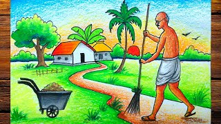 mahatma gandhi swachh bharat abhiyan drawing