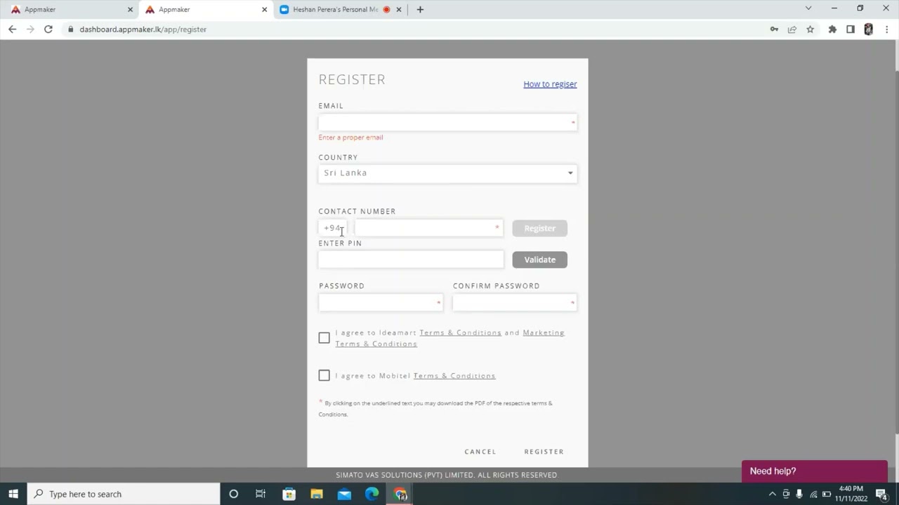 Appmaker New Registration