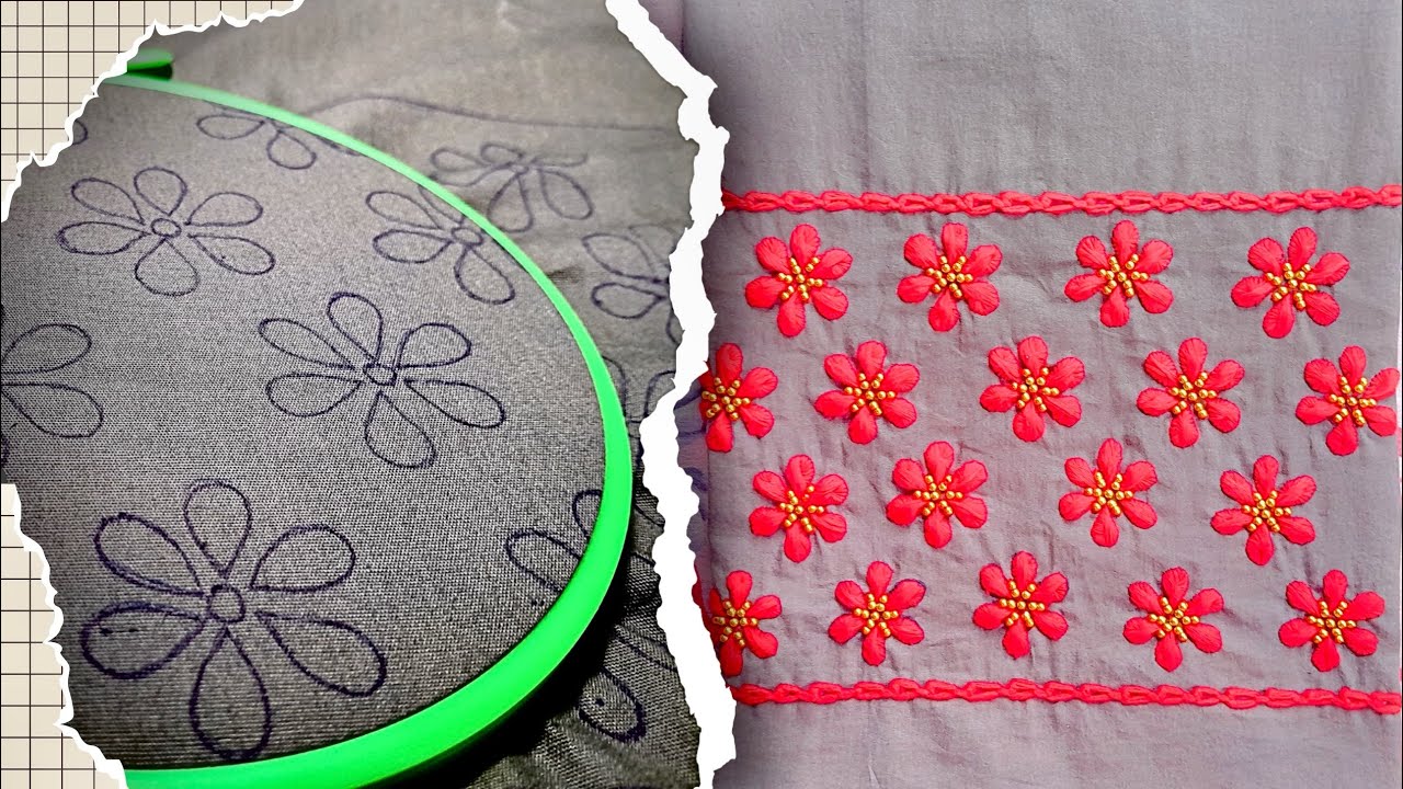 Easy Hand Embroidery Flower Design For Mekhela Sador YouTube