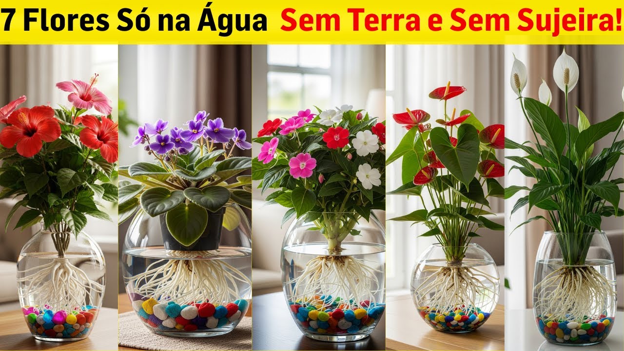 7 Flores Lindas Que Crescem Só na Água — Sem Terra e Sem Trabalho! PLANTAS DE INTERIOR
