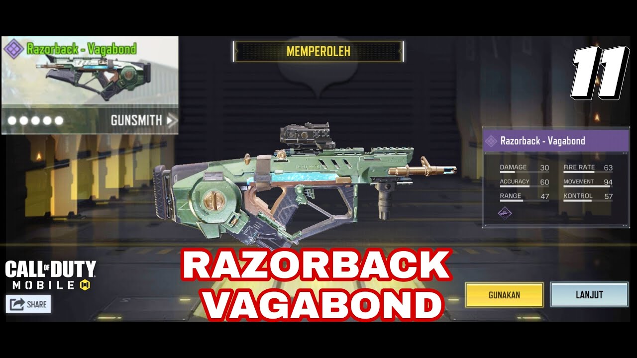 (CODM) NEW SKIN RAZORBACK - VAGABOND + GUNSMITH