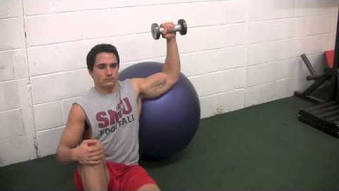 Unilateral Seated DB External Rotation - Elbow on Swiss Ball