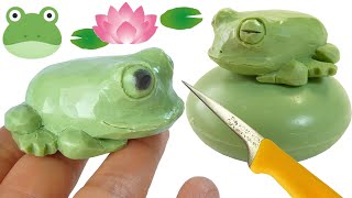 SOAP CARVING | FROG | Super Cute | Free Templates | Tutorial | Intermediate | Stop Motion |  ASMR |