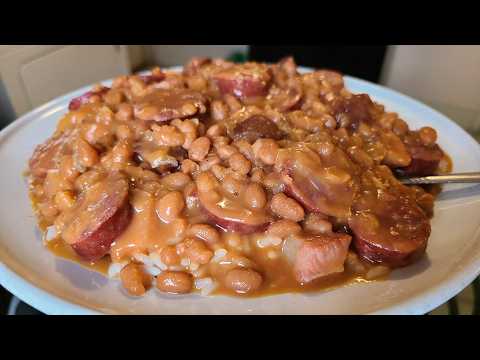 How to make Pork & Beans and rice with smoked sausage and pork jowl bacon | A classic meal