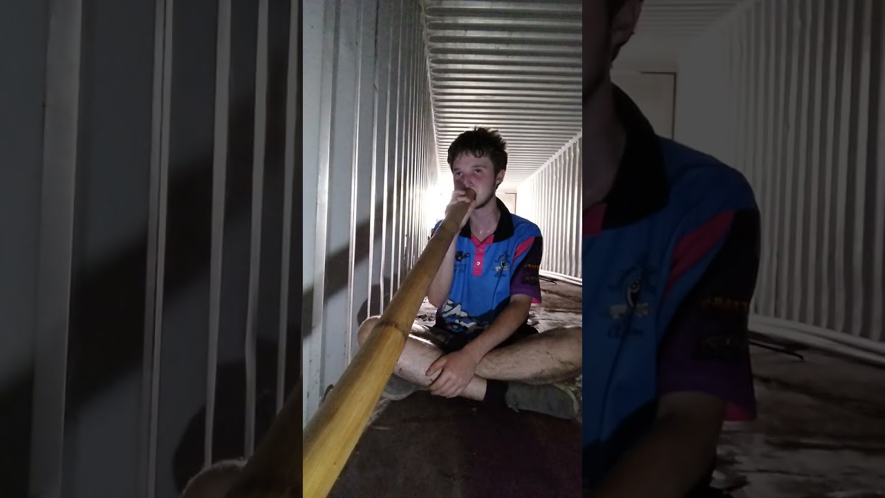 Playing On A Self-Made Bamboo Didgeridoo In A Shipping Container, Key Of 432hz B