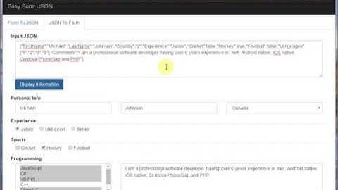 Easy Form JSON jQuery Plugin v1.0