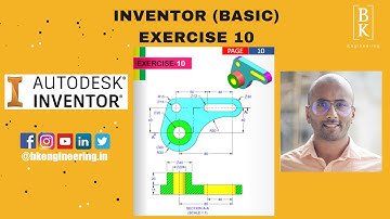 Inventor Basic Exercise 10 | Mechanical Engineering | CAD | For Beginners | BK Engineering