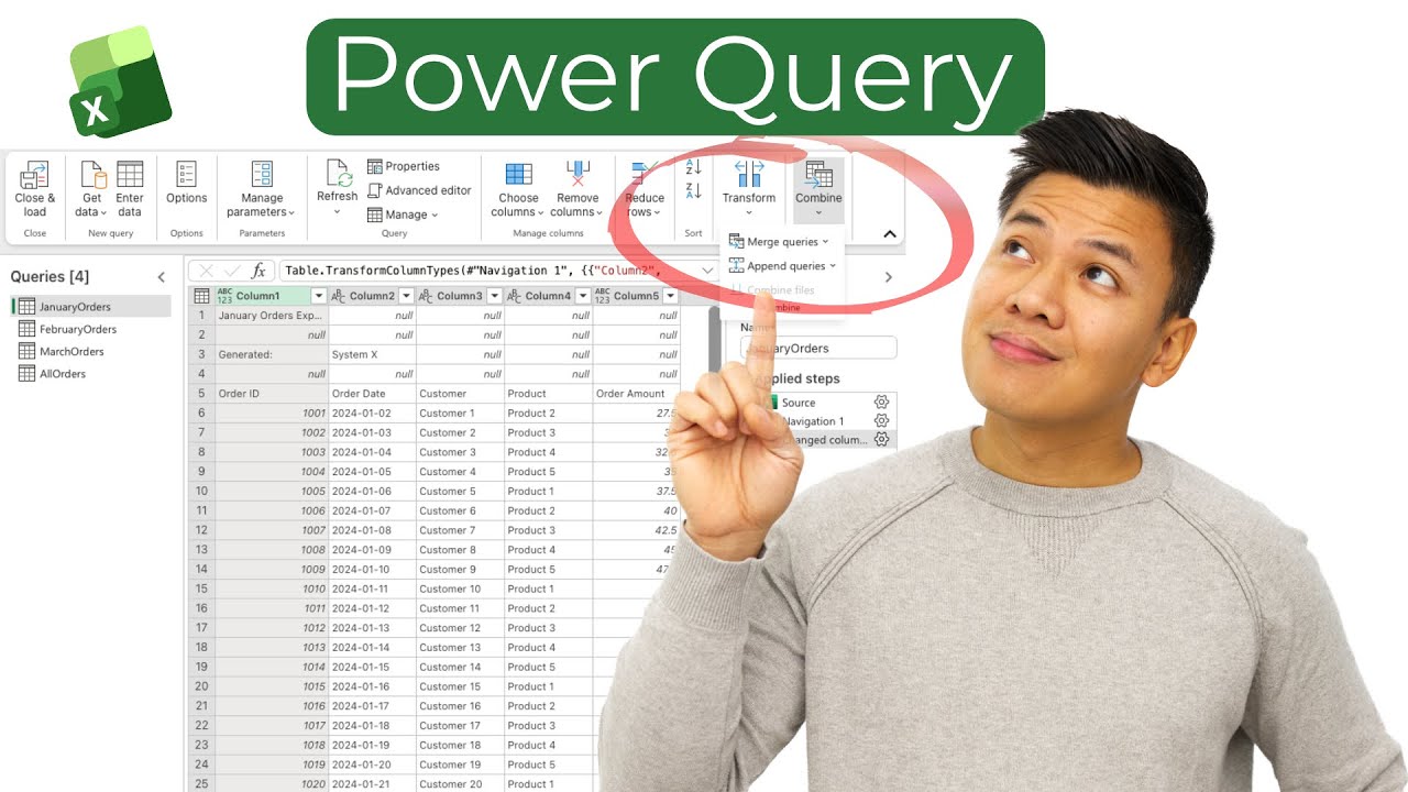 How to join tables in excel using Power Query | Merge vs append explained