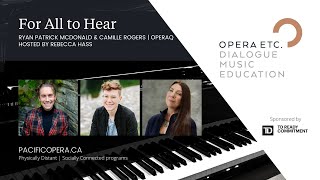 For All To Hear | OperaQ | June 16, 2022
Join OperaQ founders Ryan Patrick McDonald and Camille Rogers as they chat with Rebecca Hass about the inspiration behind the companys creation, what it has been like to run it, and their production of MEDUSAS CHILDREN, available to watch online now!
See more of #ForAlltoHear at https://pacificopera.ca/event/for-all-to-hear/
See more from OperaQ at https://www.operaqto.com/
Hosted by Rebecca Hass
Sponsored by TD
Opera ETC
PACIFICOPERA.CA
Chapters
0:00 Intro
1:00 Evolution
3:20 Producing
6:00 Mentorship
10:39 Medusas Children
14:22 Switching to film
18:19 Audience
21:10 Release date
22:00 Whats next? For All To Hear | OperaQ | June 16, 2022