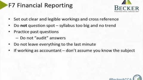 F7 Financial Reporting: Getting Started on your ACCA Skills Papers