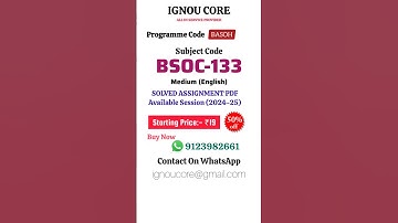 BSOC 133 Solved Assignment PDF 2024-25 in English, BASOH program BSOC-133 Solved assignments