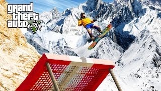 GTA 5 SNOWBOARDING STUNT MONTAGE! (GTA 5 STUNTS)