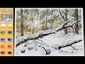 Without Sketch Landscape Watercolor - Winter Morning (color mixing view) NAMIL ART