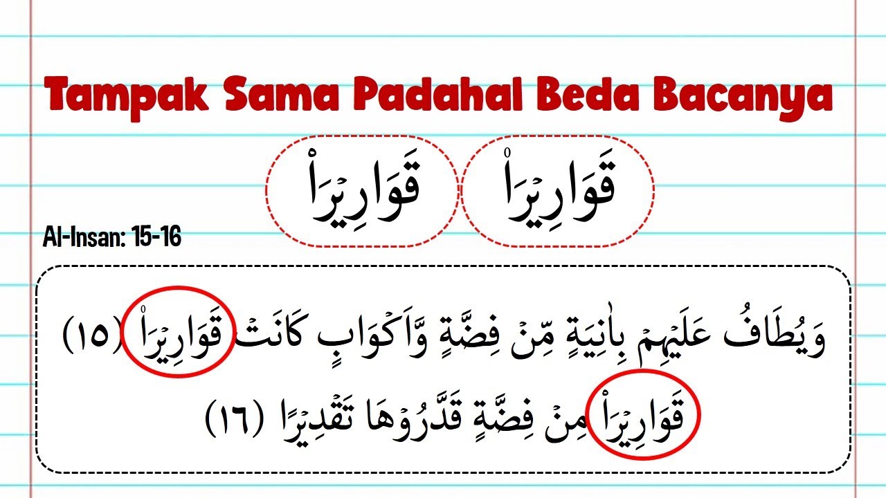 ⁣Cara Baca Qawarira (قواريرا) Di Al-Insan 15-16 | Bacaan Gharib