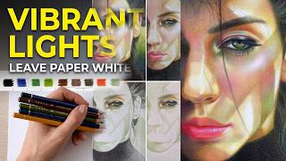 Portrait Drawing: part 3 | Draw a female face in colored pencil on white paper