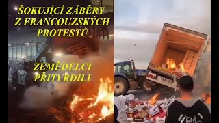 Šokující záběry z francouzských protestů - zemědělci přitvrdili