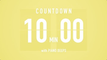10 Minute Countdown Timer ⏳ Flip Clock with Piano Beeps 🎹🟡