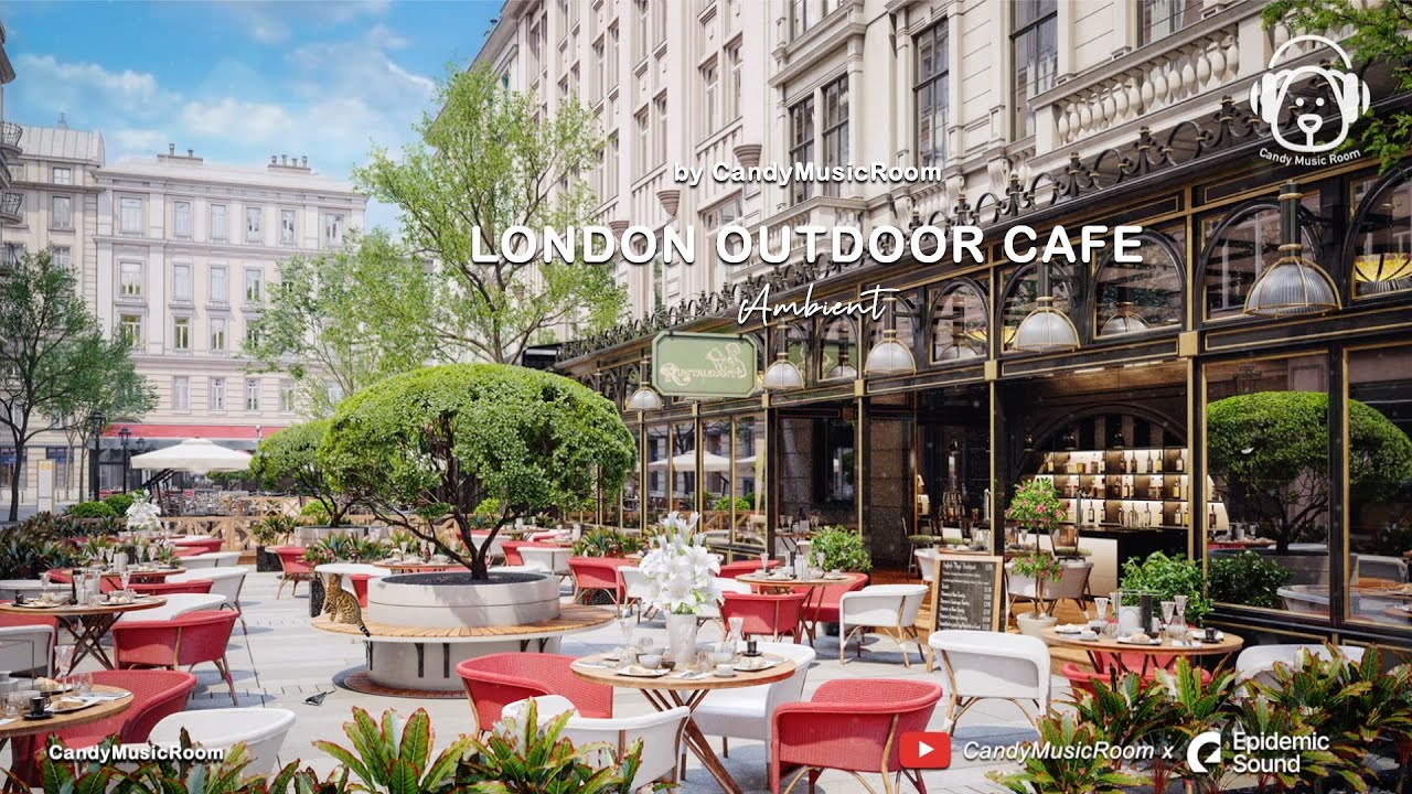 London Summer Coffee Shop & Cafe Jazz Music Cafe in the Garden ASMR