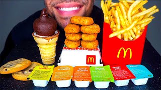 MCDONALD'S CHICKEN NUGGETS ICE CREAM CONE DIPPED CHOCOLATE CRISPY FRENCH FRIES BIG BITES ASMR MUKBAN