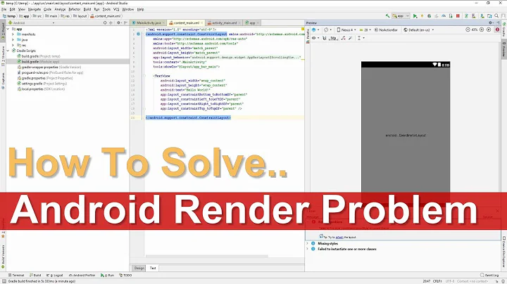 How to Solve Android Studio Render Problem or Classes Missing Problem