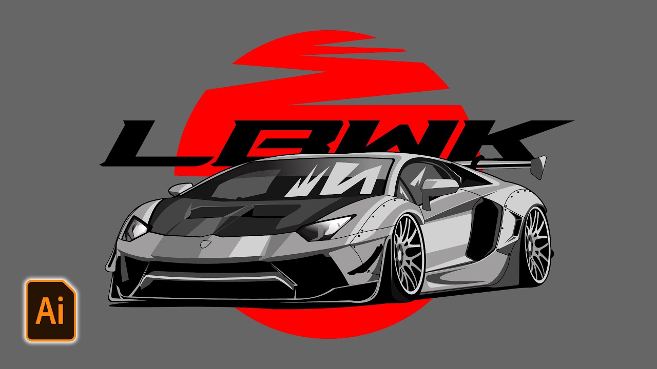 Lamborghini LBWK art Illustration - Tutorial Vector Car - Adobe ...