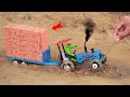 Diy mini tractor heavy trolley full bricks loaded stuck in mud science project sanocreator