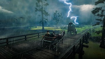 Rainy Horse Cart Ride With John And Arthur | Rain & Thunderstorm Ambience | RDR2 ASMR