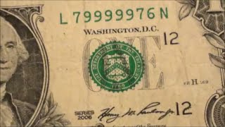 $1 BILL with COOL SERIAL NUMBER almost a SUPER RADAR