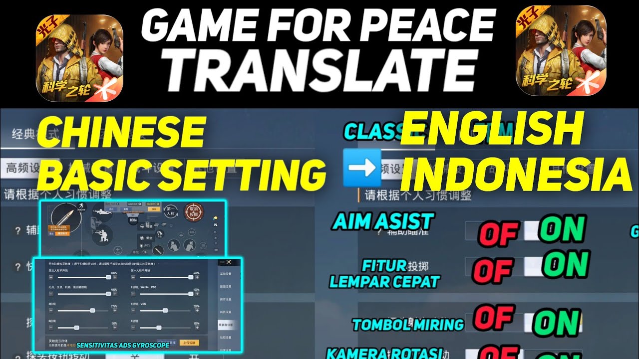 GAME FOR PEACE TRANSLATE BAHASA INDONESIA ENGLISH ALL SETTING CONTROLS