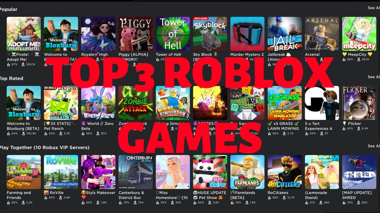 Top 3 Roblox Games to Play when bored/with your friends II ...