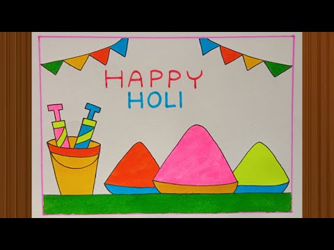 Holi Drawing Easy / Holi Special Drawing / How to draw Holi Festival Picture
