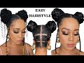 🔥QUICK &amp; EASY RUBBER BAND HAIRSTYLE ON  NATURAL HAIR / TUTORIALS / Protective Style / Tupo1