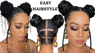 QUICK & EASY RUBBER BAND HAIRSTYLE ON  NATURAL HAIR / TUTORIALS / Protective Style / Tupo1