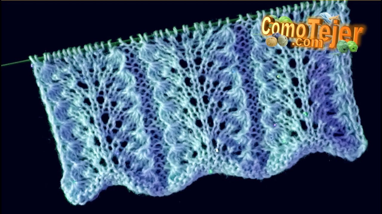 Cómo Tejer Puntada Elegante para Bufanda Primavera en 2 agujas, palitos, knitting (1532)