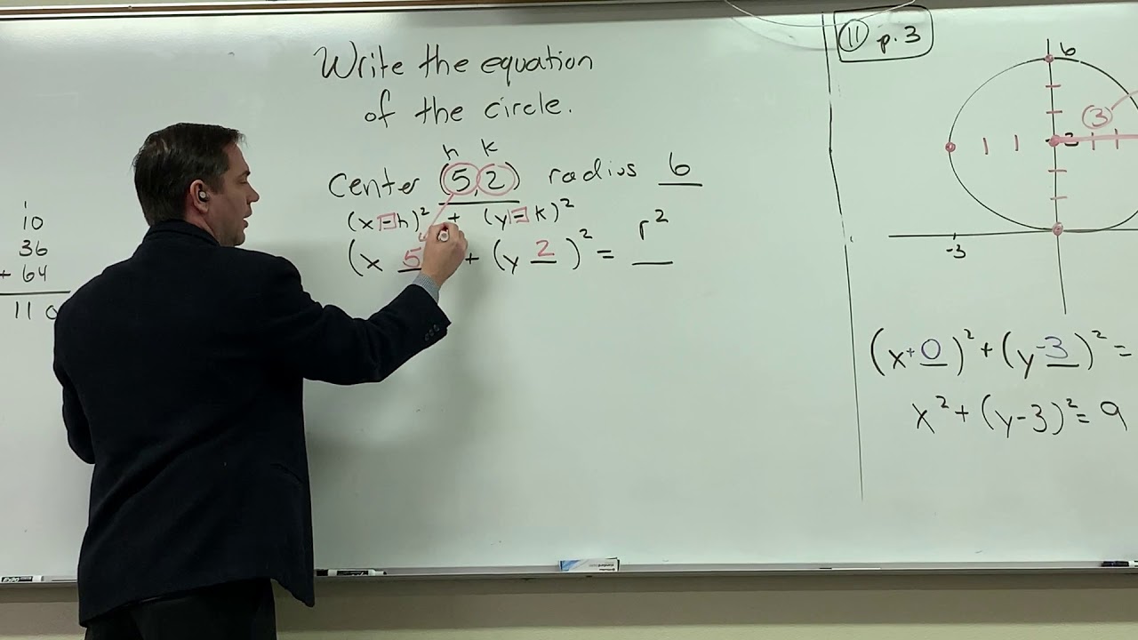Write the Equation of a Circle given the Center and Radius - YouTube