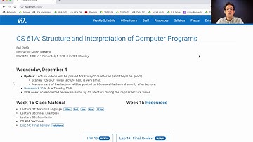 61A Fall 2019 Lecture 38 Video 1