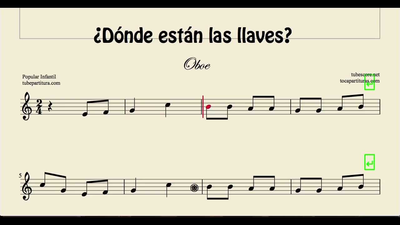 Dónde están las llaves? Partitura de Oboe 